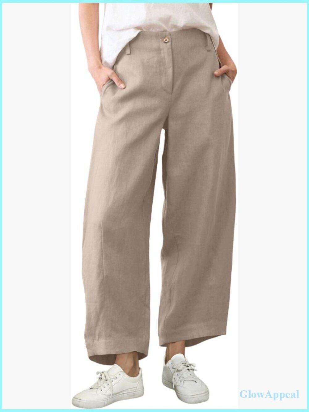 Womens Linen Capri Pants Wide Leg Palazzo Beach Vacation Outfits